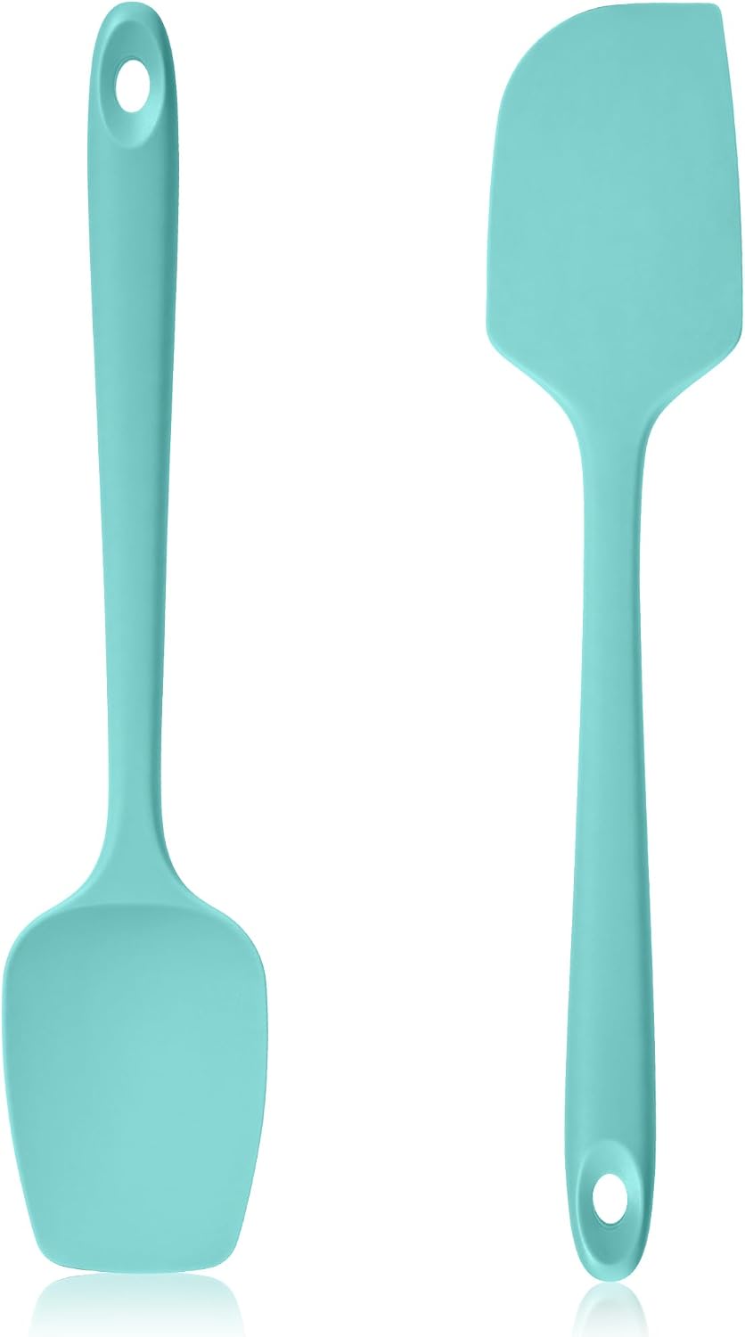 600ºF Heat Resistant Silicone Spoon Spatula for Cooking, Aqua Sky