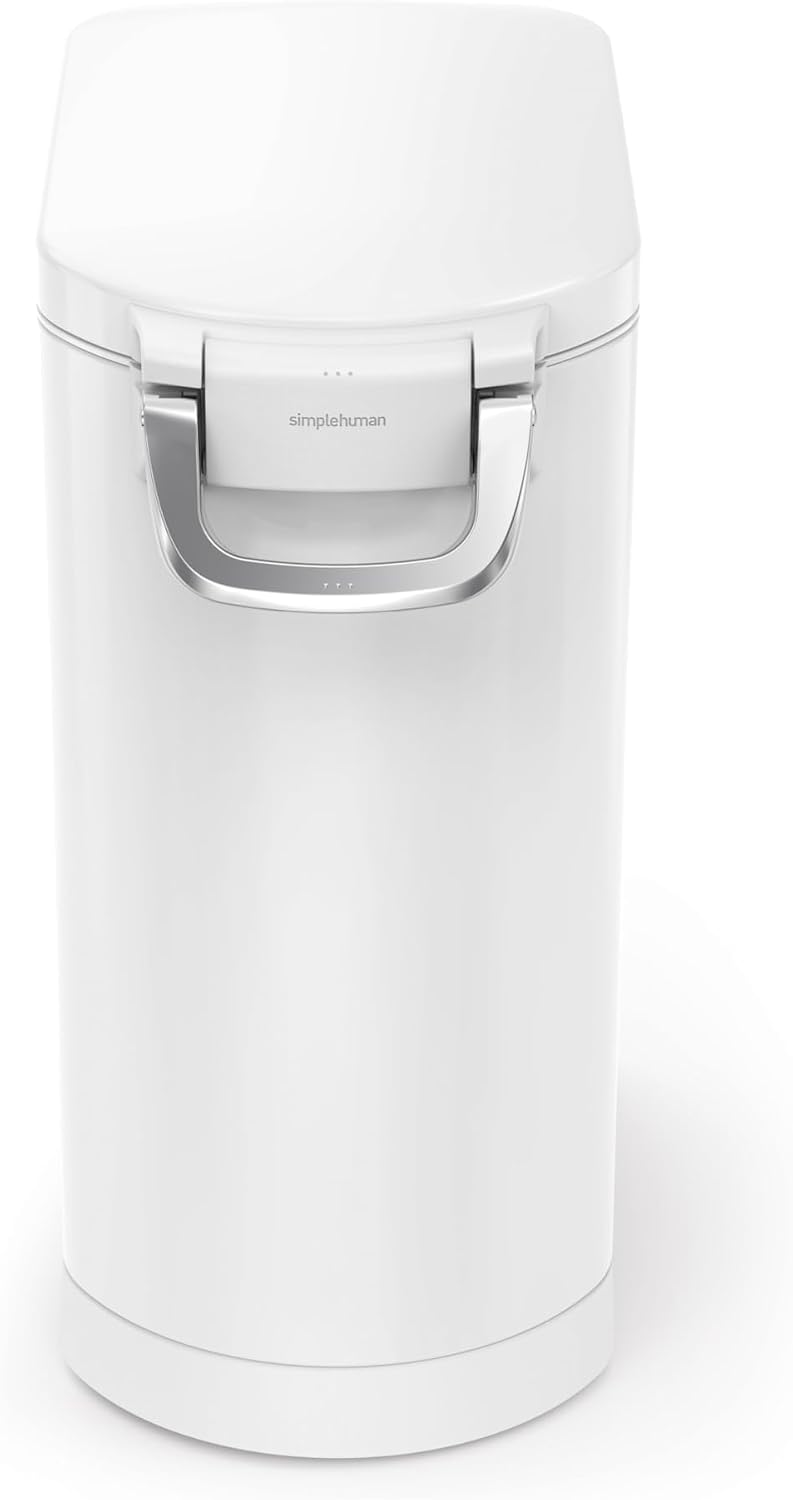 simplehuman 25 Liter, 27 lb / 12.2 kg Medium Pet Food Storage Container for Dog Food, Cat Food, and Bird Feed, Alloy Steel, Matte Black