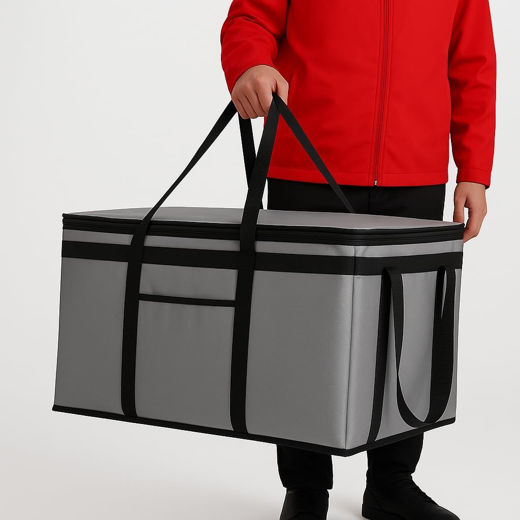 musbus Extra large XXXL Insulated Food Delivery Bag Cooler Bags Keep Food Warm Catering Therma Catering Bag for doordash 22x14x13 Cooler Bags Therma Shopper hot warming RED Pizza BLACK