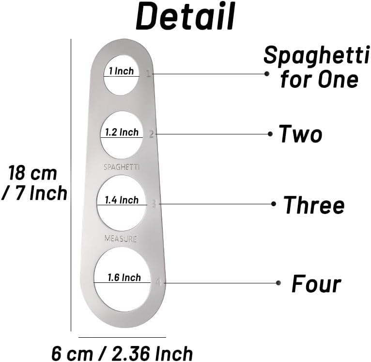 2 Pack Stainless Steel Spaghetti Measure Tool - Quick Pasta Measuring Tool with 4 Serving Pasta Measuring Portion Control Gadgets for Kitchen Cooking (Silver)