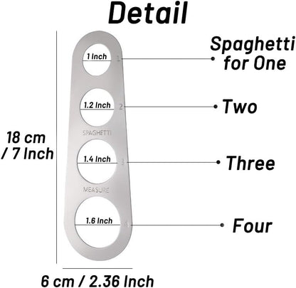 2 Pack Stainless Steel Spaghetti Measure Tool - Quick Pasta Measuring Tool with 4 Serving Pasta Measuring Portion Control Gadgets for Kitchen Cooking (Silver)