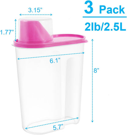 SenseYo Pet Food Storage Container 2lb 2.5L Translucent Cat Dog Food Storage Container Dispenser with Measuring Cup Pour Spout Sealed Cover for Pets (Pink 1pcs)