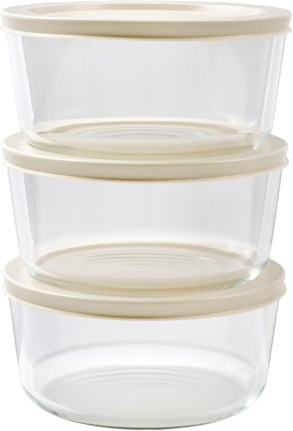 6-Piece Glass Food Storage Containers Set (3 Containers + 3 BPA-Free Lids) | 2-Cup, Leakproof | Microwave, Freezer, Oven & Dishwasher Safe | Ideal for Meal Prep & Pantry Organization, Pistachio