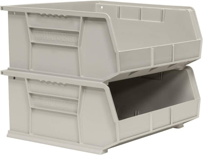 Akro-Mils 30250 AkroBins Plastic Storage Bins, Space-Saving Stackable Bins for Garage, Pantry, Craft Organization, 15" x 16" x 7", Black, 6-Pack
