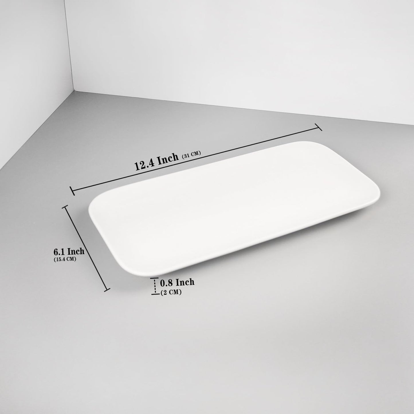 Porcelain Plate Set Large Serving Tray Set of 4, Reusable Serving Platters for Party Food, Cookie, Appetizer, Charcuterie, Snack, Dessert Display,Stackable Kitchen Dish 14.4 INCH