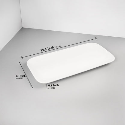 Porcelain Plate Set Large Serving Tray Set of 4, Reusable Serving Platters for Party Food, Cookie, Appetizer, Charcuterie, Snack, Dessert Display,Stackable Kitchen Dish 14.4 INCH