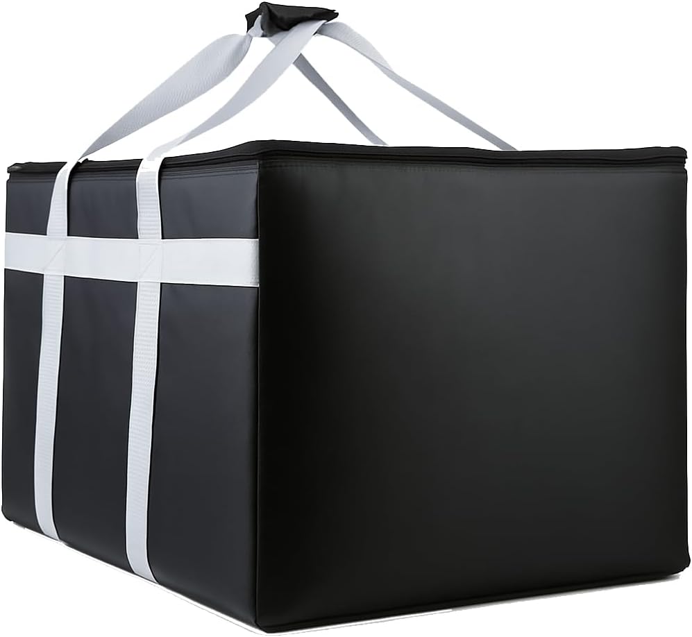 musbus Extra large XXXL Insulated Food Delivery Bag Cooler Bags Keep Food Warm Catering Therma Catering Bag for doordash 22x14x13 Cooler Bags Therma Shopper hot warming RED Pizza BLACK