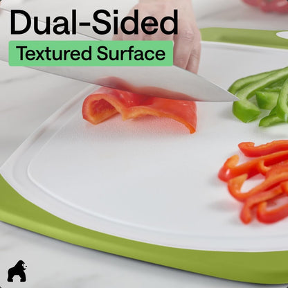 GORILLA GRIP BPA-Free Reversible Kitchen Cutting Board Set of 3, US Designed, Nonporous, Juice Grooves Catch Liquid, Slip Resistant Border, Dishwasher Safe, Durable Large Food Chopping Boards, Black
