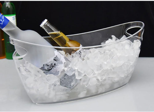 OUKEYI Ice Buckets for Parties, 5.5 Liter Large Clear Acrylic Food Grade Ice Bucket, Mimosa Bar Supplies Beverage Tub for Champagne Beer Sparkling Wine Cocktails, 16.9, Transparent, OUKEYI-100894