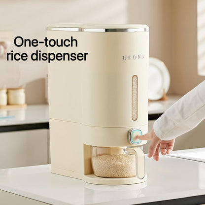 Rice Bucket With Measuring Cup,Kitchen Grain Storage Dispenser,Pantry & Home Dry Goods Container (22-Pound)
