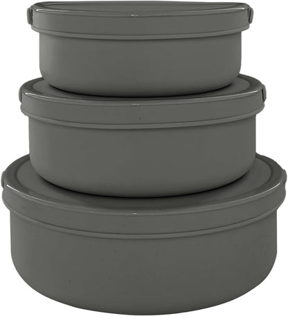 Silicone Food Storage Containers Bowl, Set of 3 Reusable Silicone Bento Lunch Box Containers with Lids (17oz, 25oz, 42oz) Dishwasher, Microwave and Freezer Safe (Bright Yellow)