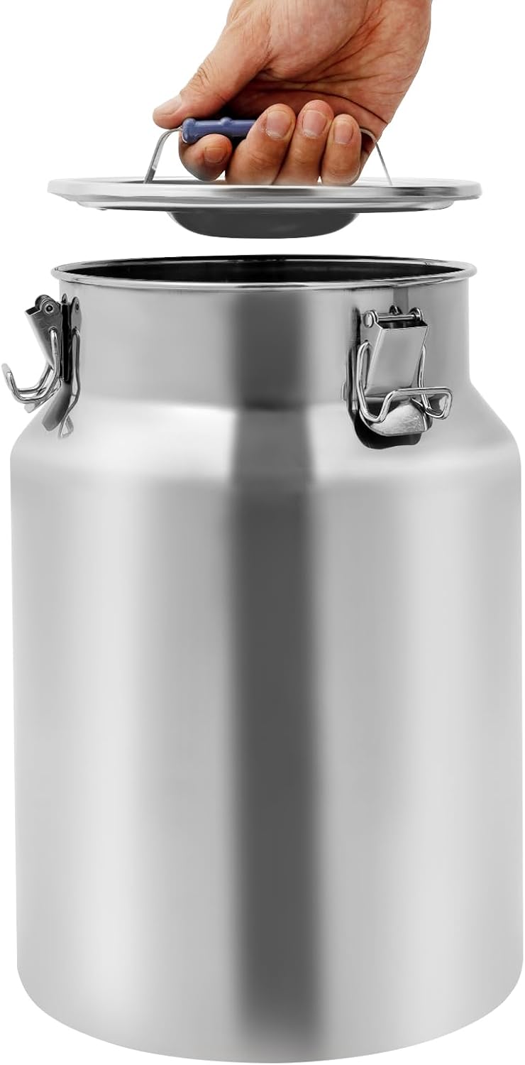 Sealed Rice Storage Container, 12L/3gal Stainless Steel Kitchen Food Storage Bin with Lids Locking Clamp, Airtight Canisters Container for Flour Rice Cereal Grain Coffee Bean (Red)