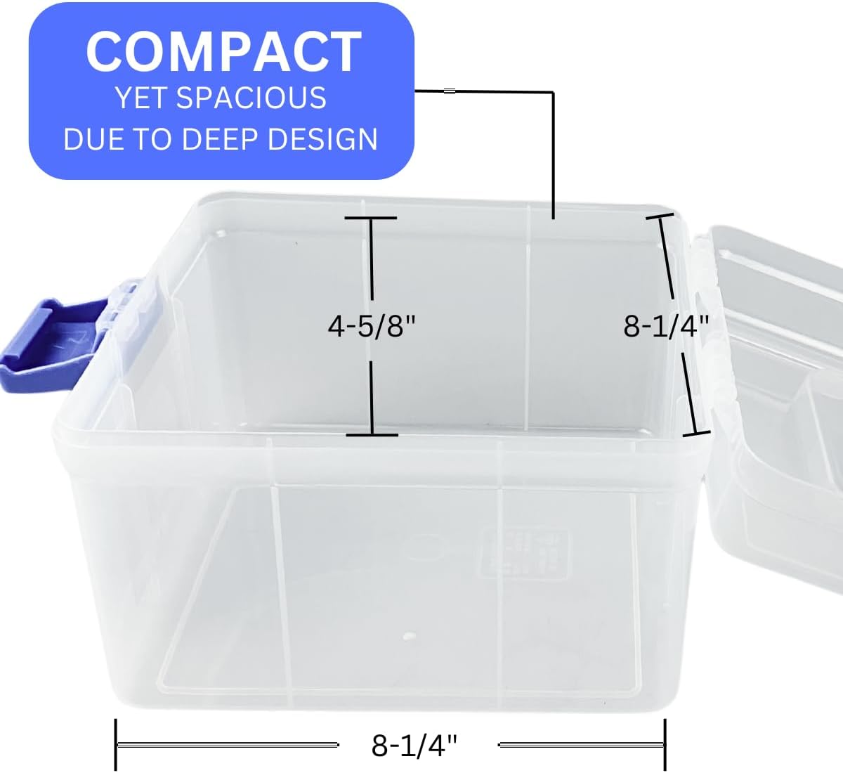 BIN BUDDY 3-Layer Stackable Clear Plastic Boxes | Removable Dividers | 5.75" (14.6 cm) x 5.75" (14.6 cm) x 5" (12.7 cm) | Ideal for Craft & Garage Organizing