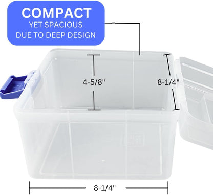 BIN BUDDY 3-Layer Stackable Clear Plastic Boxes | Removable Dividers | 5.75" (14.6 cm) x 5.75" (14.6 cm) x 5" (12.7 cm) | Ideal for Craft & Garage Organizing