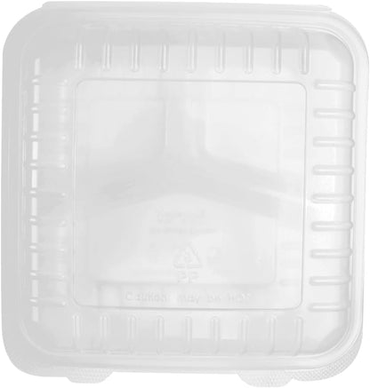 Karat FP-HC99PP-3CU 9"X 9" PP Hinged Containers 3 Compartment - (Case of 200)