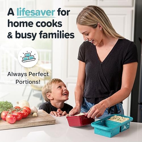 Souper Cubes 2 Cup Silicone Freezer Tray with Lid, Perfect for Storing Lasagna, Leftovers, Sauces, Portioned Meals and More, Silicone Freezer Mold for Meal Prepping - Blueberry - 1-Pack