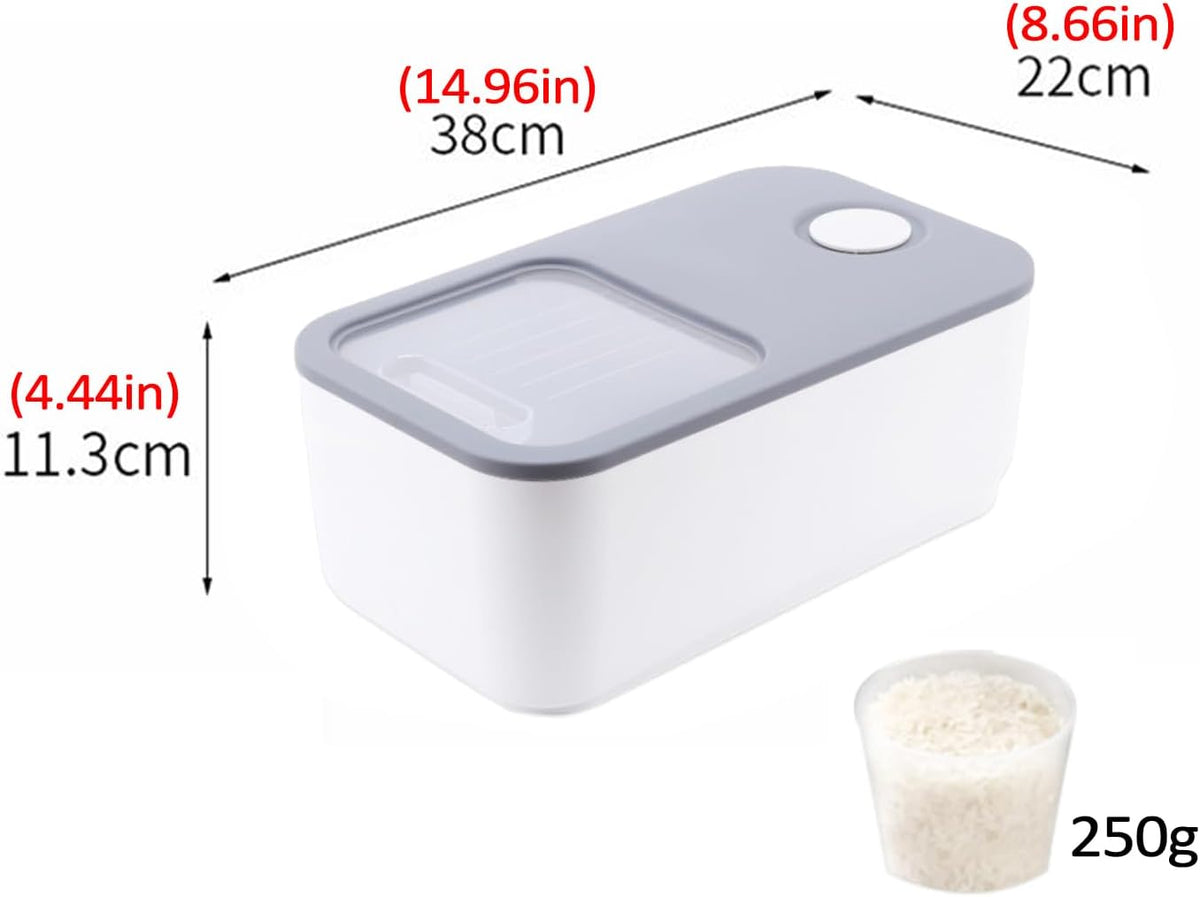 Rice Airtight Storage Containe,Rice Storage Container,Dry Food Storage, Lid 22 Lbs Push-Pull Rice Bucket, Flour Storage Container with Rolling Wheel, Grain Container Pantry Organization (Grey)
