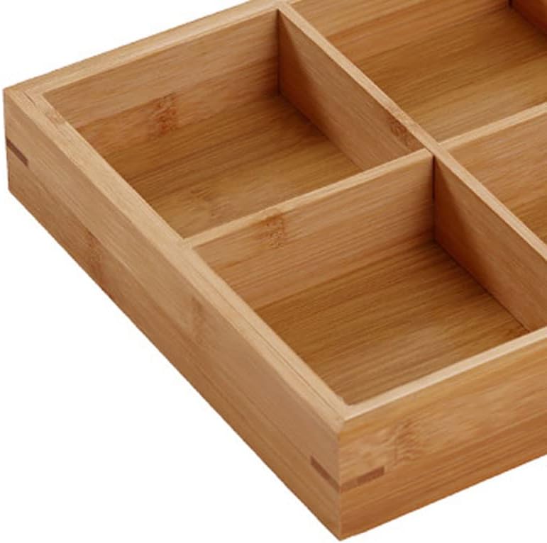 Divided Wooden Tray,Veggie Tray Serving Tray Divided Platter Wooden Food Server Multi Compartments Serving Tray for Hot Pot Restaurants Sushi Plate (6 Compartments)