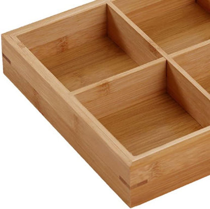 Divided Wooden Tray,Veggie Tray Serving Tray Divided Platter Wooden Food Server Multi Compartments Serving Tray for Hot Pot Restaurants Sushi Plate (6 Compartments)