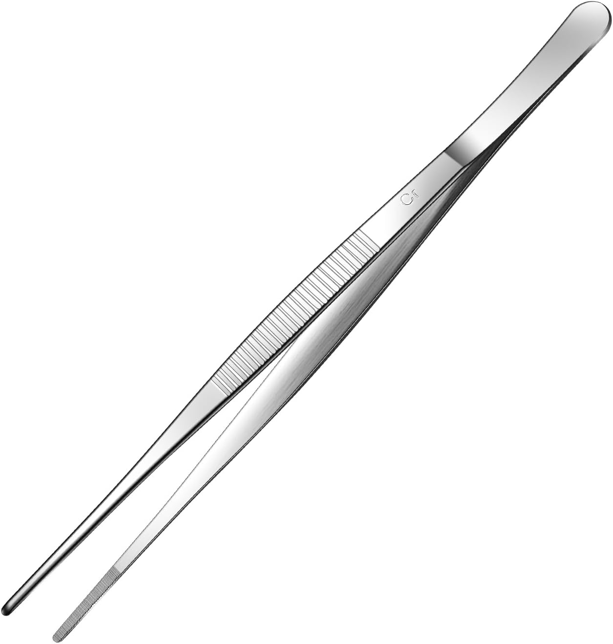 Aniso 6 Inches Stainless Steel garden tweezers | Precision Serrated, Non-slip handle For Hand-Made，succulent，Pick up an ice cube Kitchen and Dining Room