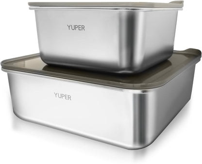 YUPER Stainless Steel Food Storage Containers, Large Meal Prep Container Sets with Lids, BPA Free, Leak Proof & Airtight, Microwave, Dishwasher, Fridge, Freezer & Oven Safe, 3 Pack (84+125+162OZ)