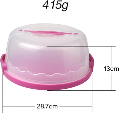 MagiDeal Cake Carrier,Cake Keeper Stand,Fits 10 inch Cake,Holds Pies,Round Cupcake Storage,with Lid and Handle,Cake Storage Container, green, 28.7cmx13cm