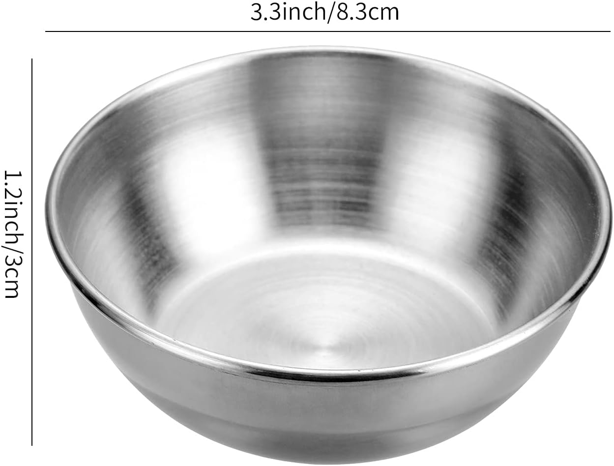 12pcs Sauce Dishes 3.2 Inch Stainless Steel Round Seasoning Dishes Bowls Condiment Cups Sushi Dipping Small Dish Bowl Saucers Mini Appetizer Plates Silver Color