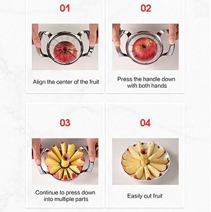 Stainless Steel Apple Slicer and Corer - FEITA 12 Blades Food Grade 304 Extra Large Heavy Duty Apple Cutter Divider up to 4 Inch Apples