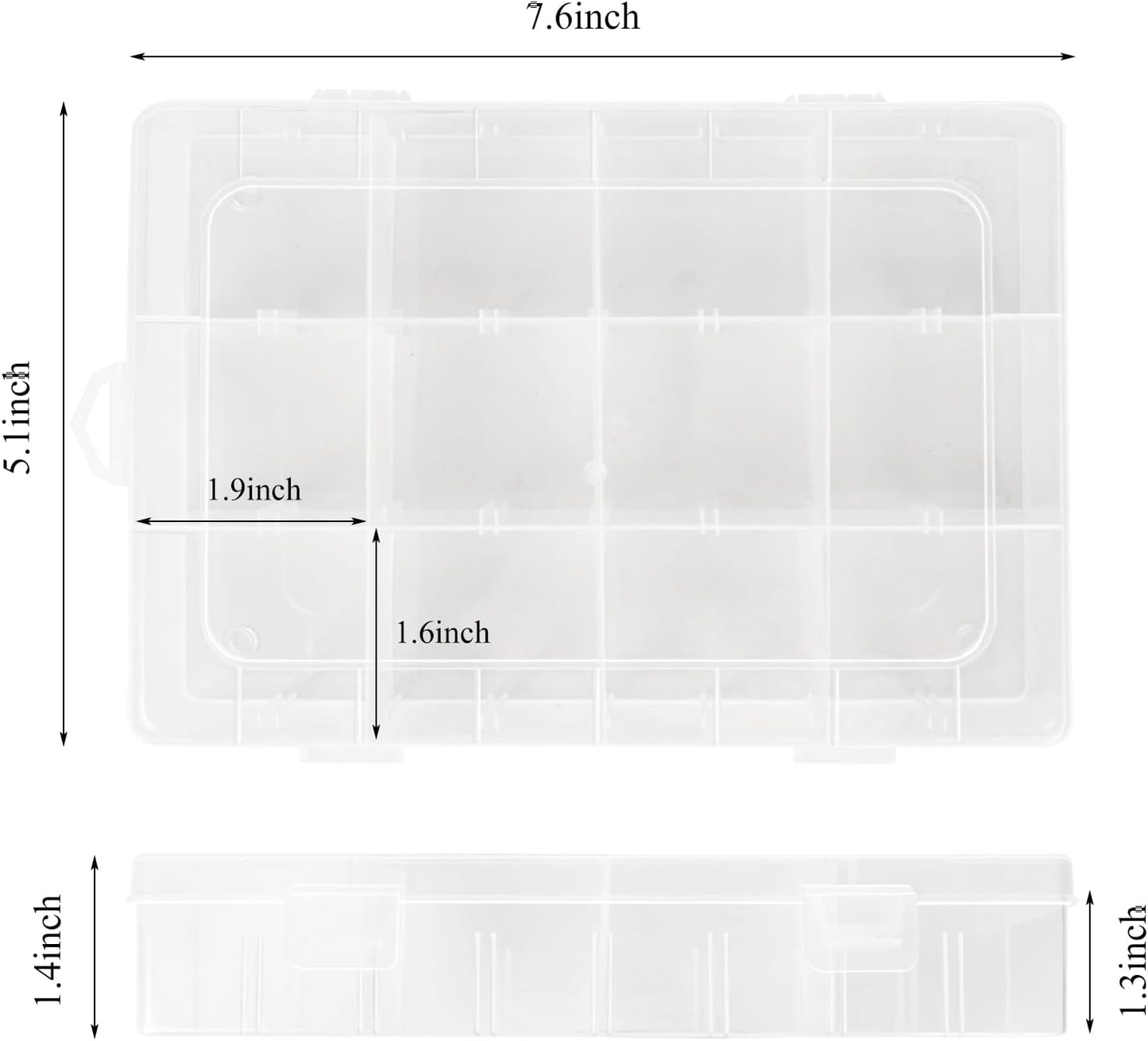 ZUFECY Small Fishing Tackle Box, 12 Clear Plastic Parts Organizer with Adjustable Dividers, Transparent Organizer Tray Organizers and Storage Box for Tackle Bead