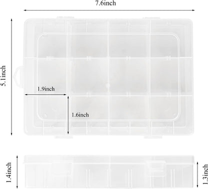 ZUFECY Small Fishing Tackle Box, 12 Clear Plastic Parts Organizer with Adjustable Dividers, Transparent Organizer Tray Organizers and Storage Box for Tackle Bead