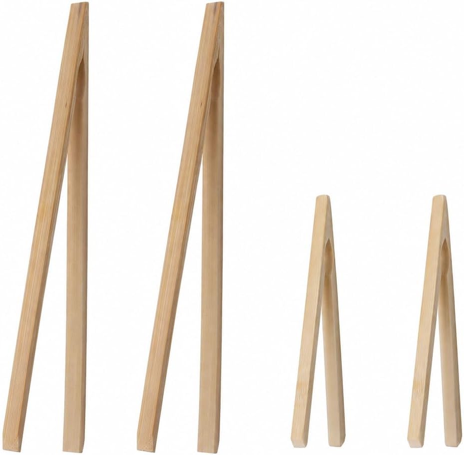 HIC Kitchen Toast Tongs, Natural Bamboo, 6.5-Inches