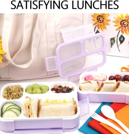 kinsho Bento Lunch-Box Set for Kids includes Snack Container | 6 and 3 Compartment Boxes Leakproof School Bentos, Meal Portion Control Containers, Boys Girls Adults, Navy Blue Large + MINI 2 Pack Set