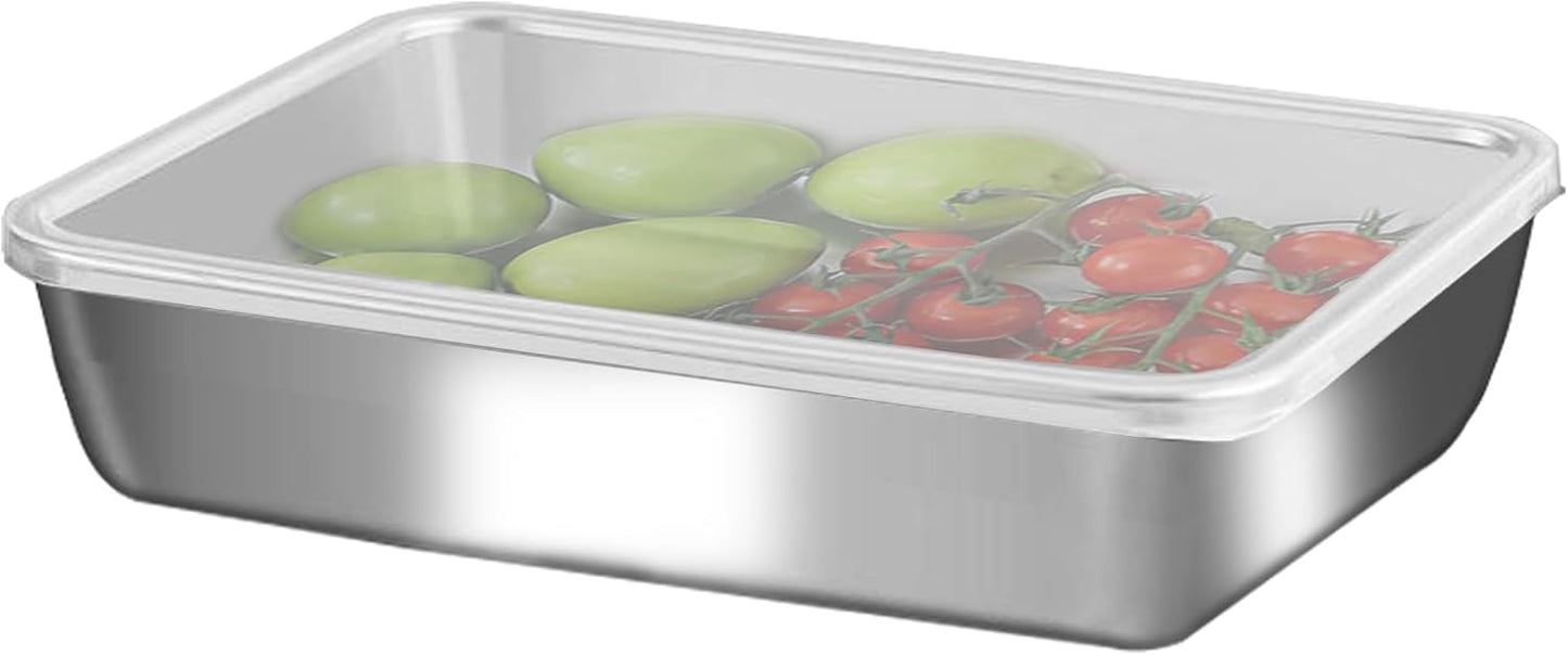 GIUOIDUO stainless steelFood Storage Containers setsstorage box with lidfreezer FrozenKitchen tray with lidOven plateSide dish plate Freezer & Dishwasher Safe