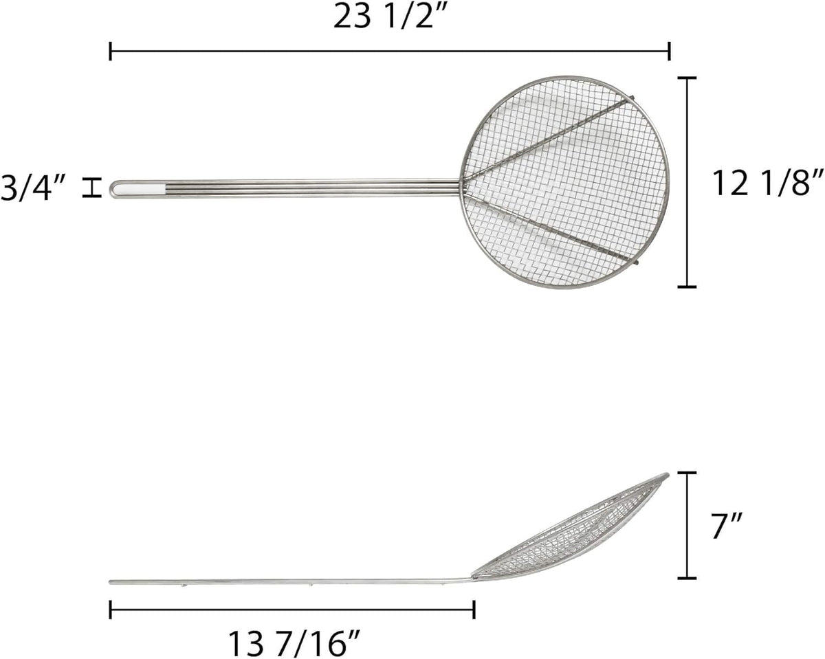 TrueCraftware- 12 Inch Round Wire Skimmer Nickel Plated- Mesh Strainer Skimmer Spoon for Cooking Draining Pasta Noodles Vegetables Rice Quinoa