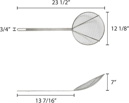 TrueCraftware- 12 Inch Round Wire Skimmer Nickel Plated- Mesh Strainer Skimmer Spoon for Cooking Draining Pasta Noodles Vegetables Rice Quinoa