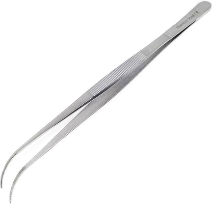 6 Inch Professional Culinary Stainless Steel Precision Tongs with Serrated Tips, Plating/Food Presentation Detailing Serving Tongs, Chef's Kitchen Tweezer Tongs - Ultra Non-Slip Grip