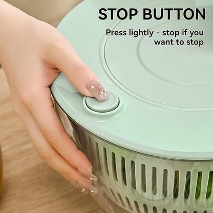 Ceruaxb Salad Spinner Chopper Large with 5 Blades Slicer, Vegetables Fruits Wash Bowl, Lettuce Spinner and Dryer, Egg Yolk Strainer Slicer Shredder for Kitchen Colander, 5.3 Qt, Green