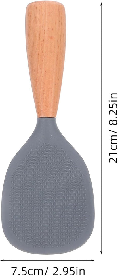 MAGICLULU Silicone Rice Paddle with Wooden Handle, Non Stick Rice Spoon