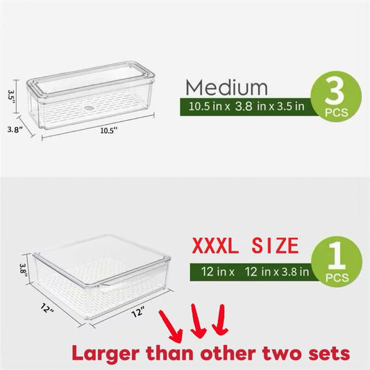 ZIJUND 14 Pack Fridge Organizer, Stackable Refrigerator Organizer Bins with Lids, BPA-Free Fridge Organizers and Storage Containers for Fruit, Vegetable, Food, Drinks, Cereals, Clear