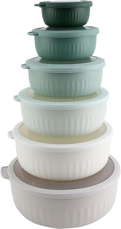 COOK WITH COLOR Prep Bowls with Lids- Wide and Deep Nesting Plastic Small Mixing Bowl Set with Lids, 8 Piece Set - Wide Bowls, Blue