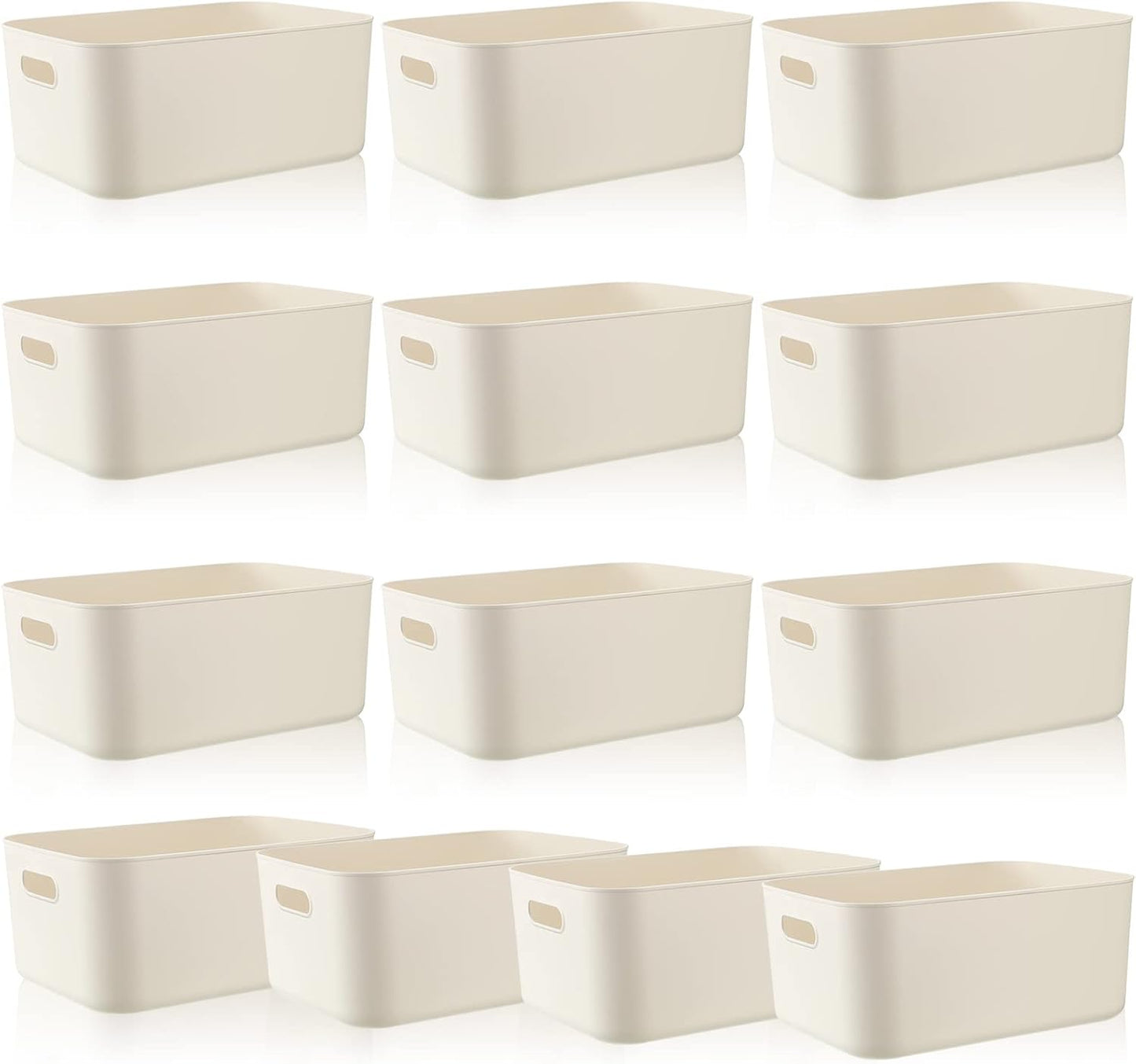 Zopeal Plastic Storage Bins 10 Pcs White Pantry Organizer Bins Small Baskets Storage Containers for Home Kitchen (10 x 7 x 6 Inch)