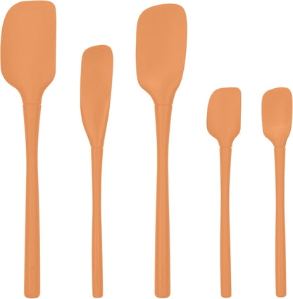 Tovolo Flex Core 5 Piece Silicone Spatula Set Heat Resistant All Silicone Utensils Include Non Stick Spatula Spoonula Jar Scraper, Dishwasher Safe BPA Free Spatulas for Baking Mixing, White