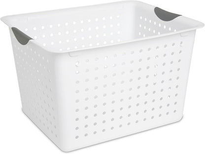 Sterilite 6-Pack Medium Ultra Basket, Open Top Plastic Storage Organizer, White - Classic Baskets for Organizing Countertops, Pantry Shelves, Kitchen Cabinets, Laundry Rooms or Home Offices