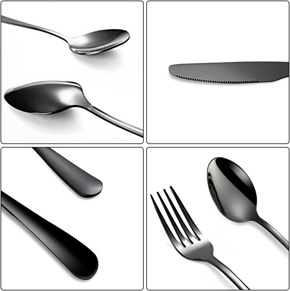 Portable Travel Utensils Set, 18/8 Stainless Steel 3 PCS Cutlery Set Including Knife Fork and Spoon, Reusable Travel Silverware Set with Case for Lunch Box Camping School Office