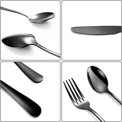 Portable Travel Utensils Set, 18/8 Stainless Steel 3 PCS Cutlery Set Including Knife Fork and Spoon, Reusable Travel Silverware Set with Case for Lunch Box Camping School Office