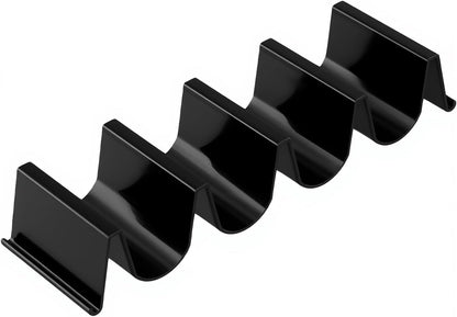JAPCHET 24 PCS Taco Holder Stands, Black Large Taco Rack Tray Plates Plastic for Tacos Tuesday Night Party Supplies, Each Holds Up to 4 Tacos