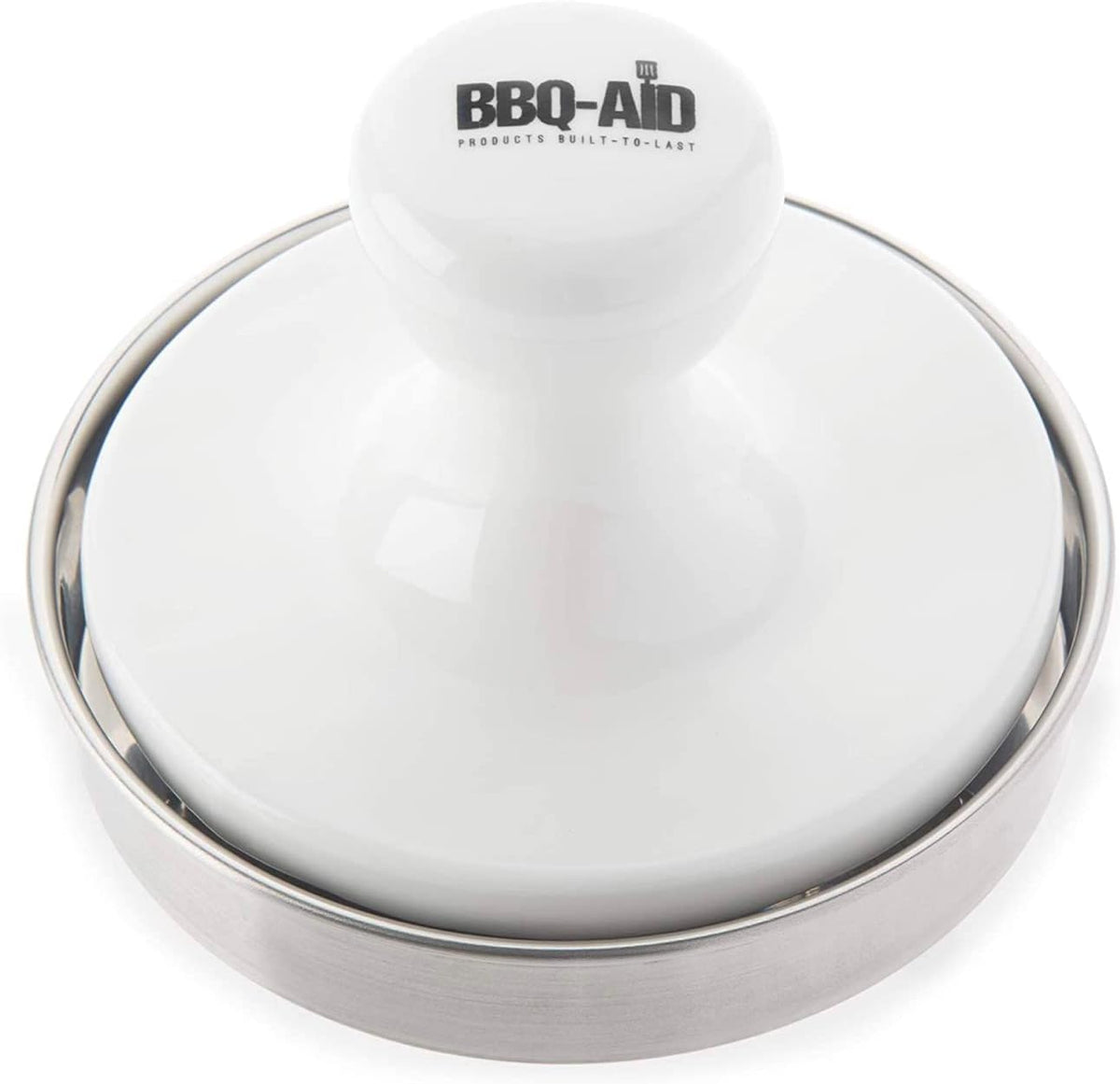 BBQ-Aid Porcelain Burger Press 5"- Round Burger Smasher for Grilling Evenly, Stuffed Burgers- Hamburger Press Patty Maker Perfect for Flat Top Griddle Grill Cooking, Stainless Steel Burger Press