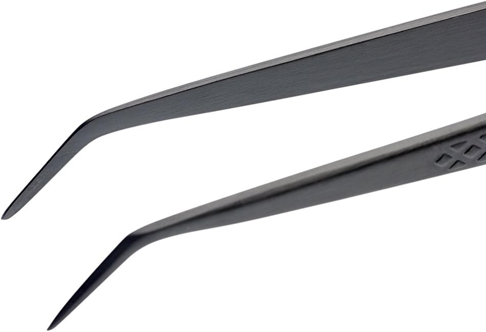 Mercer Culinary 18-8 Stainless Steel Chef Plating Tongs, Offset Tip, 6-1/2 Inch