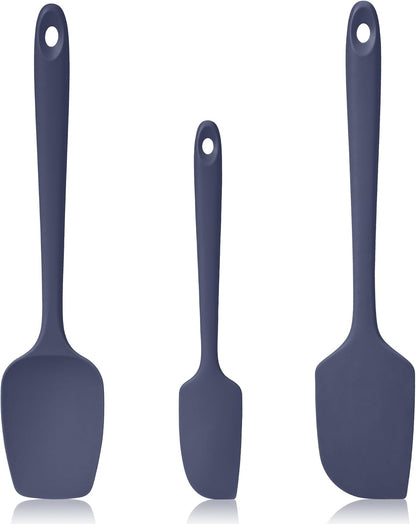 600ºF Heat Resistant Spatulas, High Heat Food Safe Semless Kitchen Silicone Scraper Set for Cooking Baking Mixing Scraping Stirring Nonstick Cookware Pan Bowl (4Pcs,Aqua Sky)