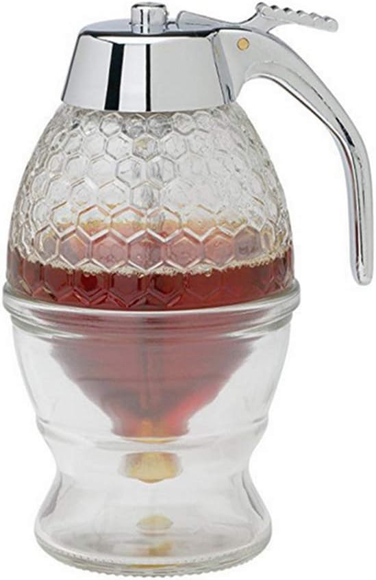XIYUAN Honey dispenser, syrup dispenser, beautiful honeycomb honey jar, honey jar with stand